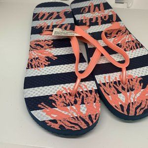 Catch Me By The Sea Juncture Womens Black Beach Slip On Flip Flop Sandals M 7-8